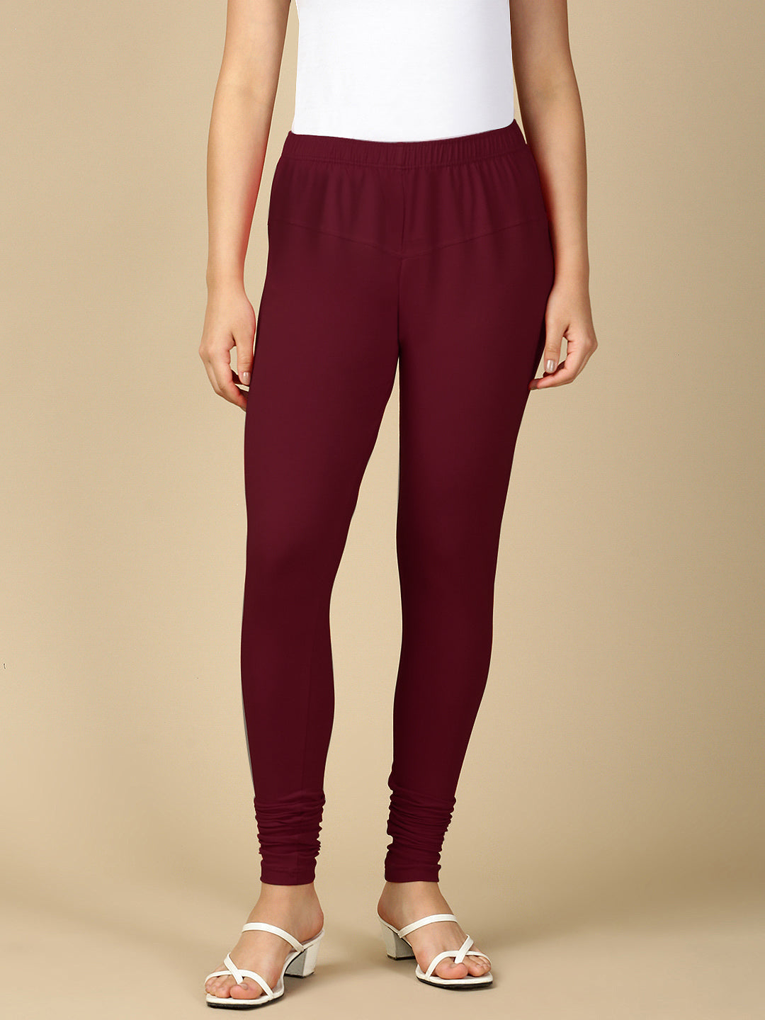 Burgundy Premium Cotton Stretch Churidar - PYNK