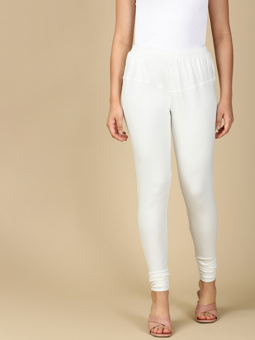 Off White Premium Cotton Stretch Churidar - PYNK