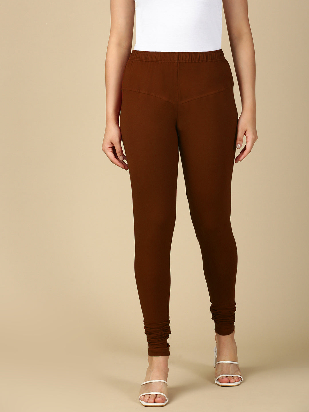 M Brown Premium Cotton Stretch Churidar - PYNK
