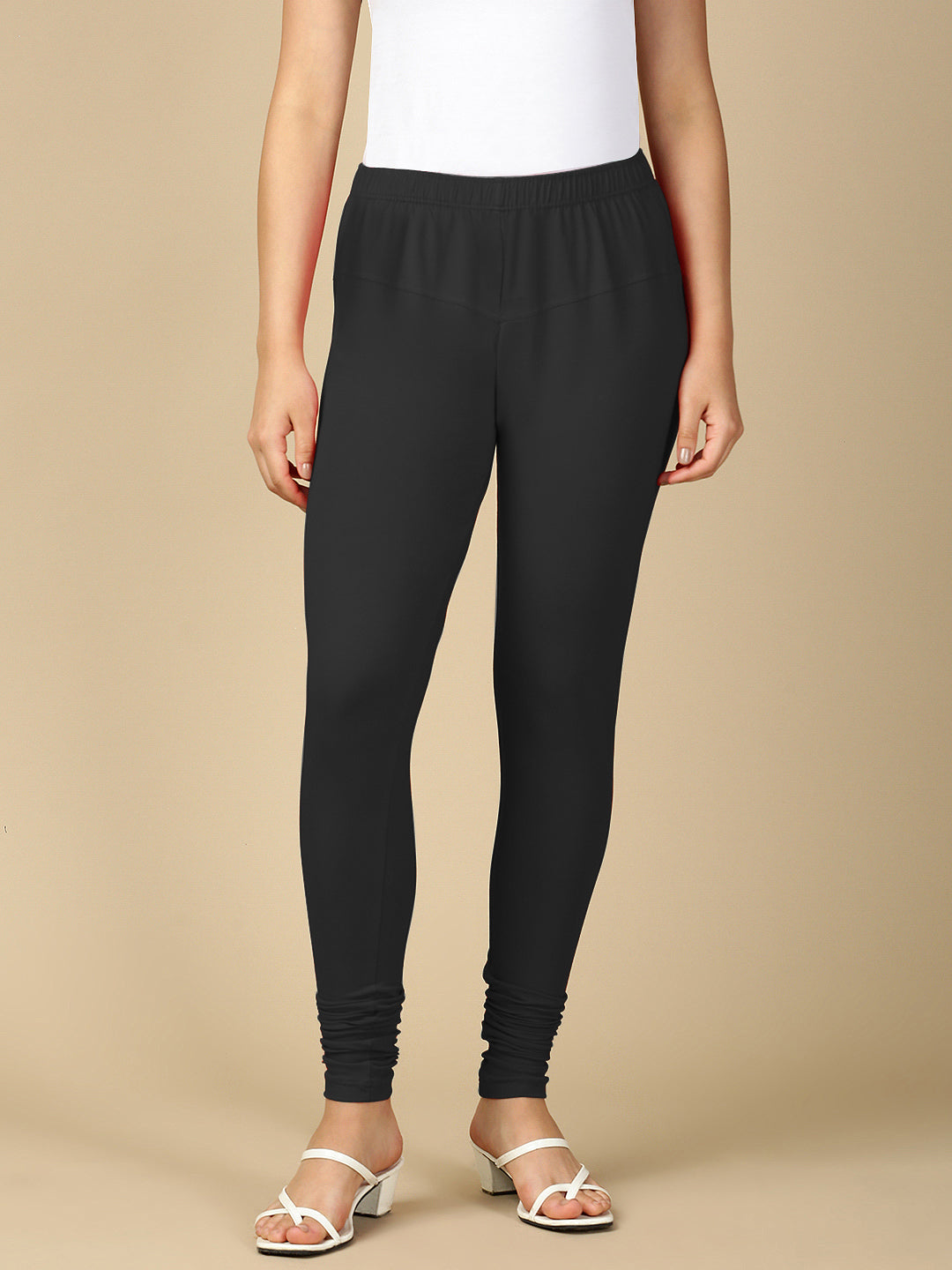 Black Melange Premium Cotton Stretch Churidar - PYNK