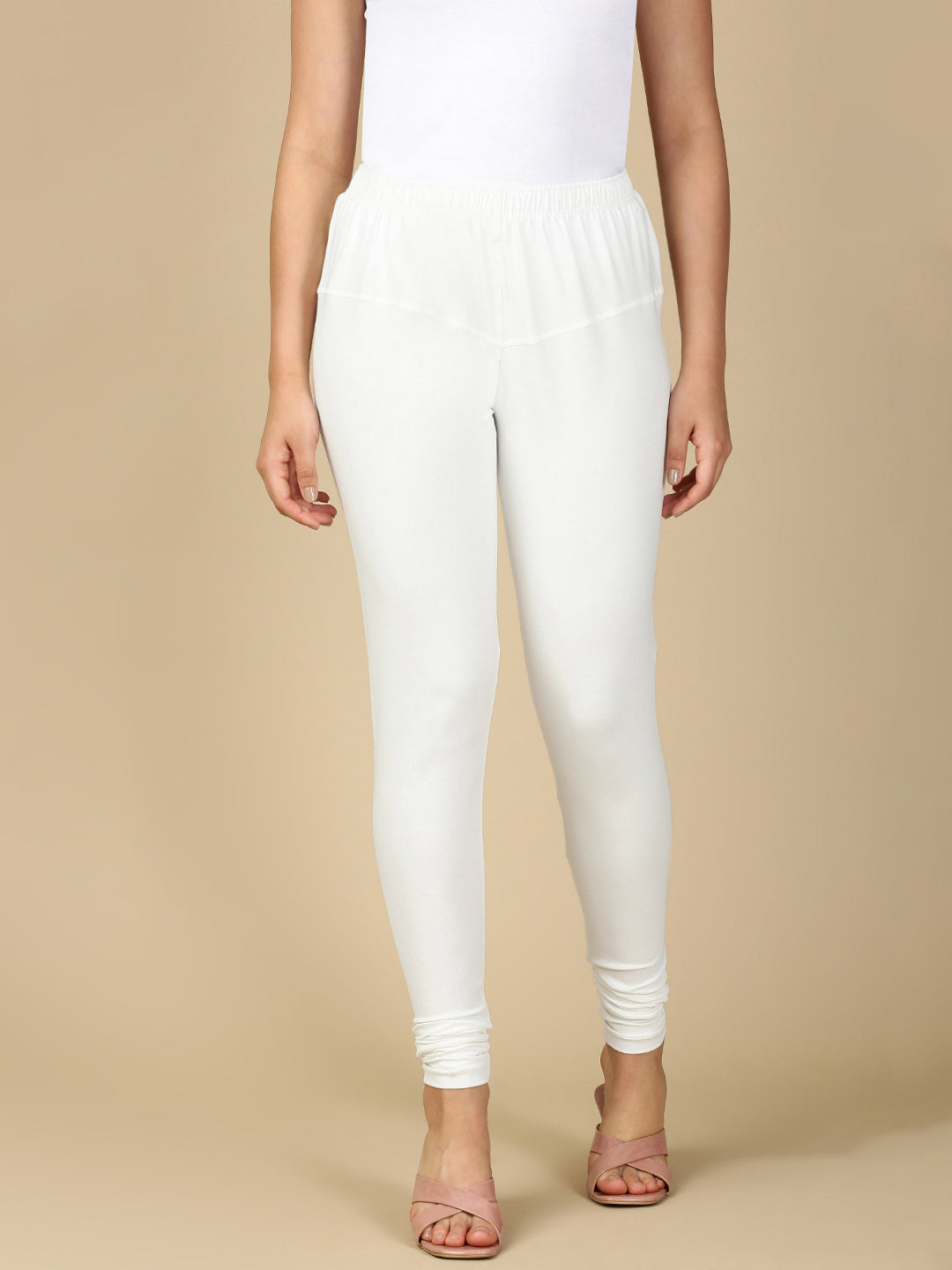 White Premium Cotton Stretch Churidar - PYNK