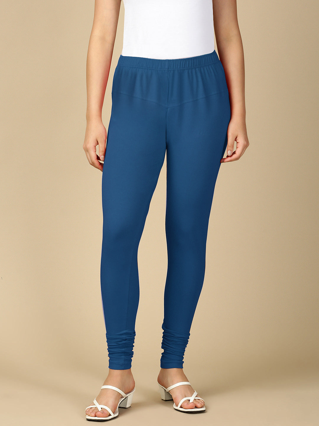 Denim Blue Premium Cotton Stretch Churidar - PYNK