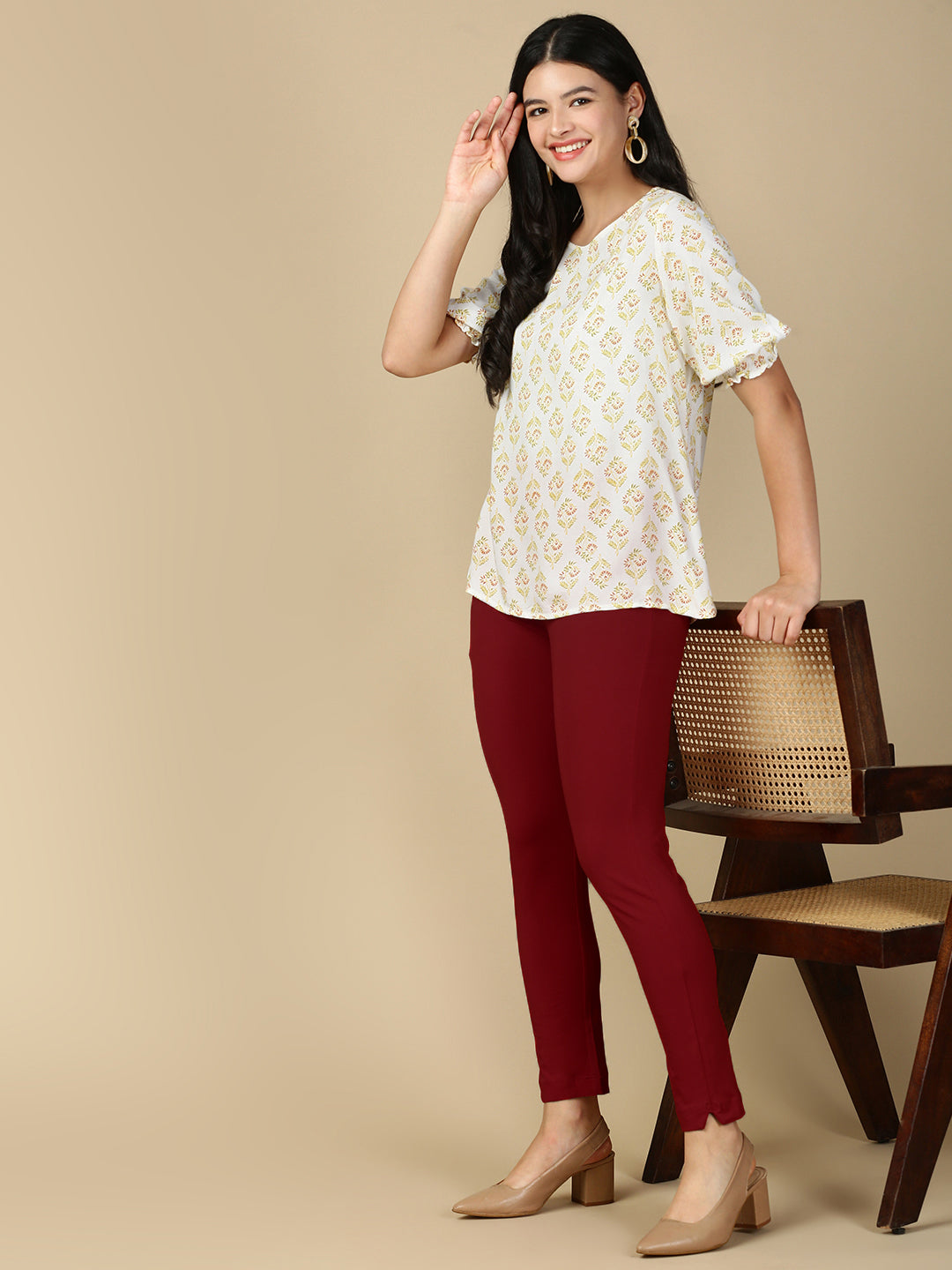 Maroon Premium Cotton Stretch Kurti Pant - PYNK