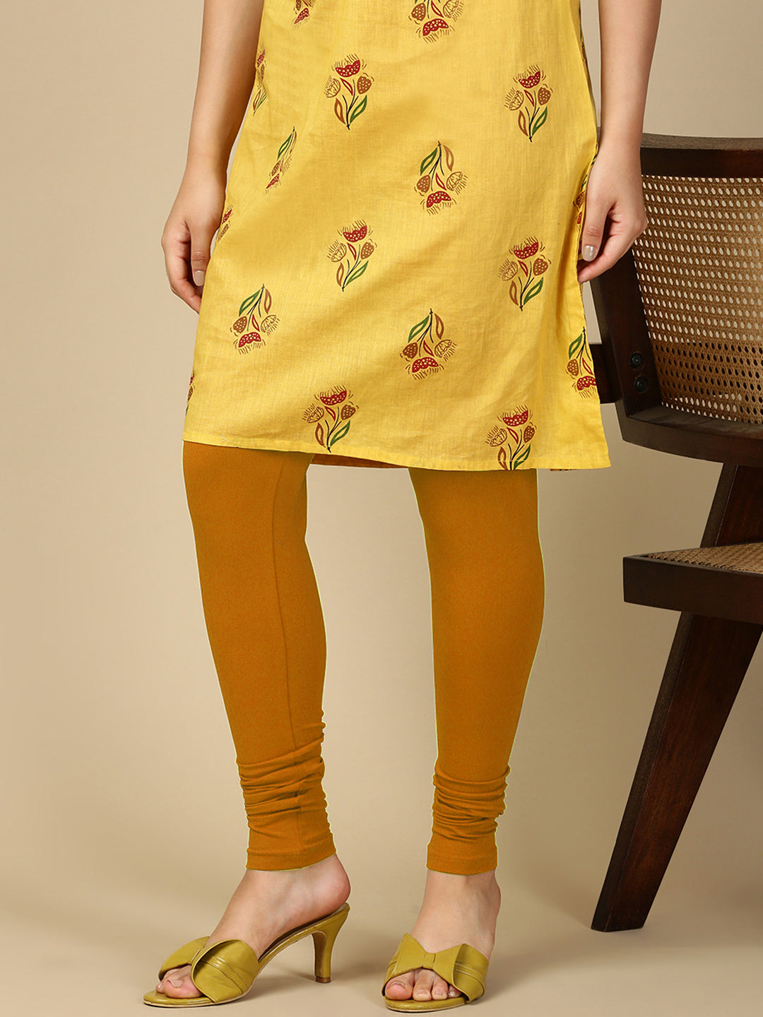 Mustard Premium Cotton Stretch Churidar - PYNK