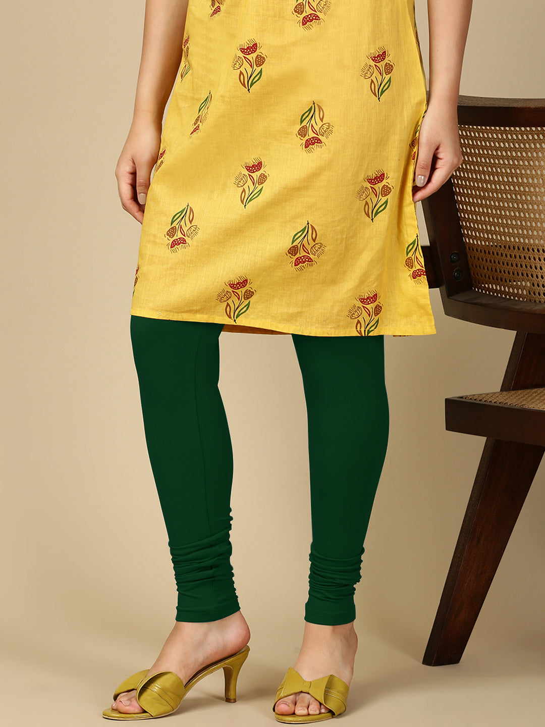 Rama Green Premium Cotton Stretch Churidar - PYNK