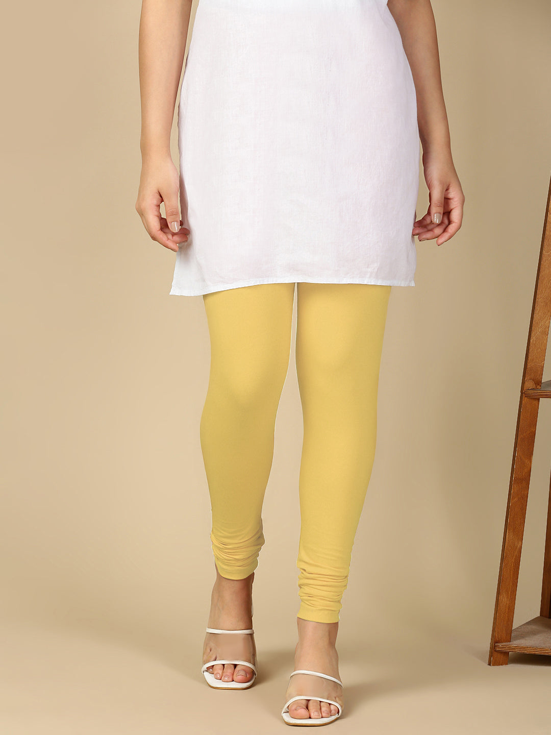 Cream Premium Cotton Stretch Churidar - PYNK