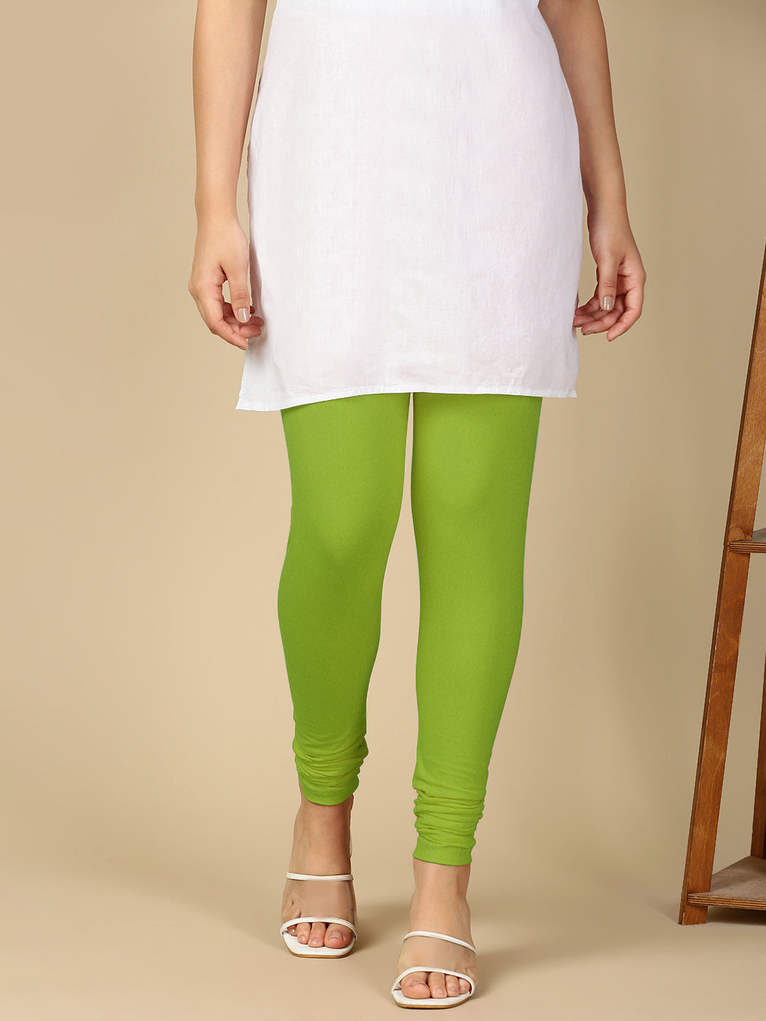 Yellow Green Premium Cotton Stretch Churidar - PYNK