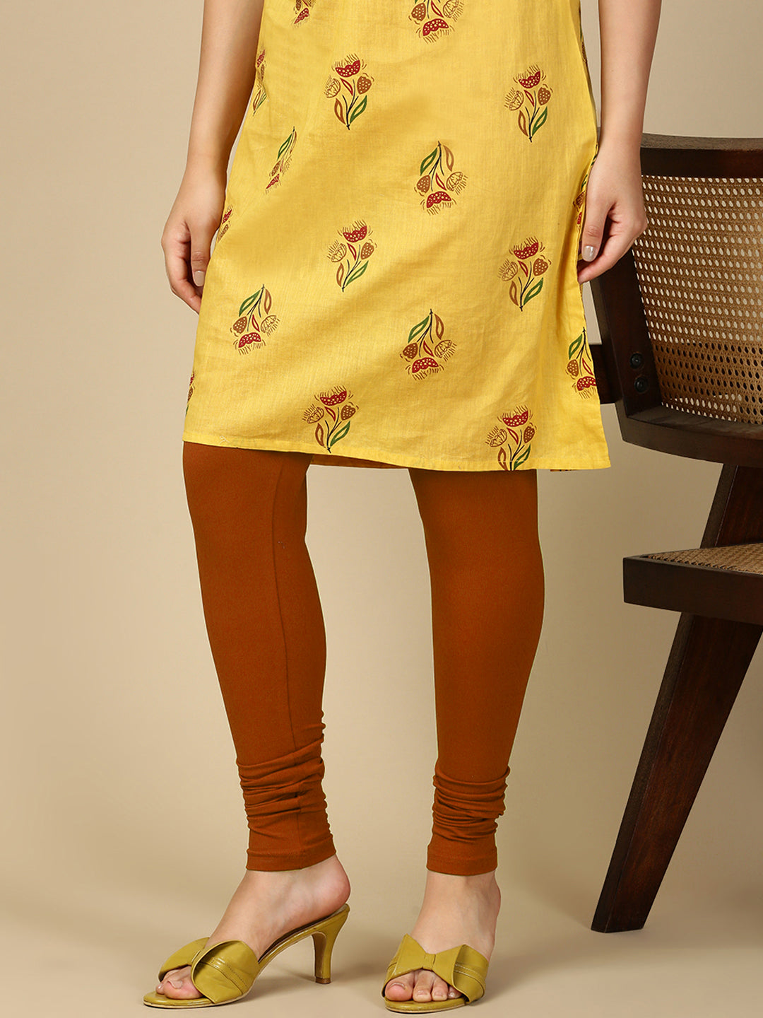 Dark Rust Premium Cotton Stretch Churidar - PYNK