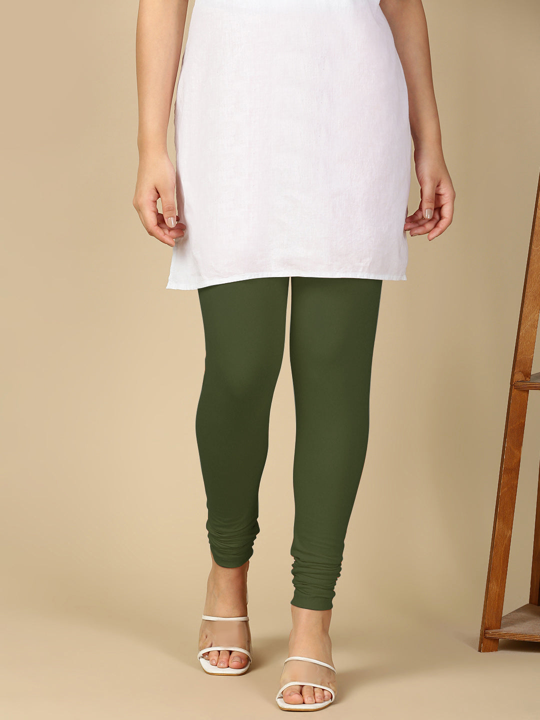 Olive Premium Cotton Stretch Churidar - PYNK