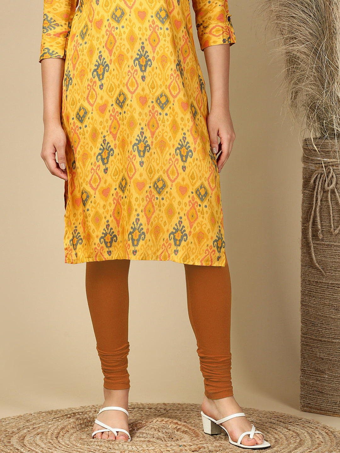 Fire Orange Premium Cotton Stretch Churidar - PYNK