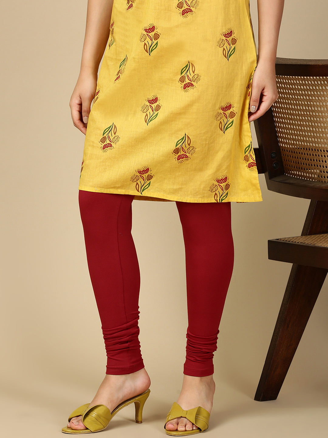 Parry Red Premium Cotton Stretch Churidar - PYNK