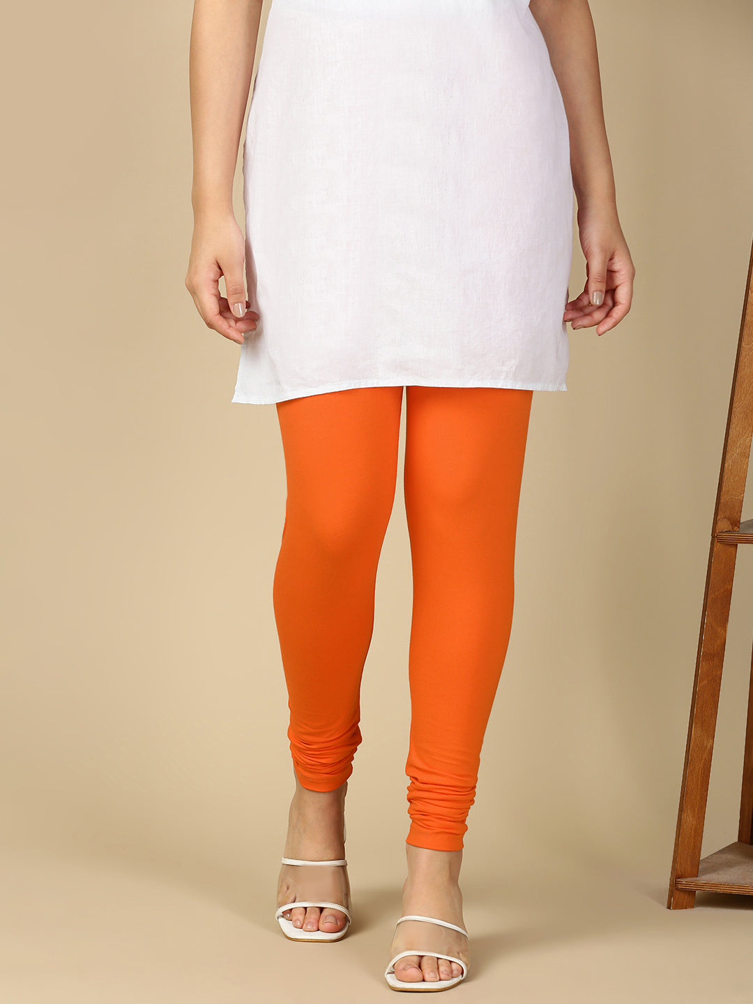 Orange Premium Cotton Stretch Churidar - PYNK