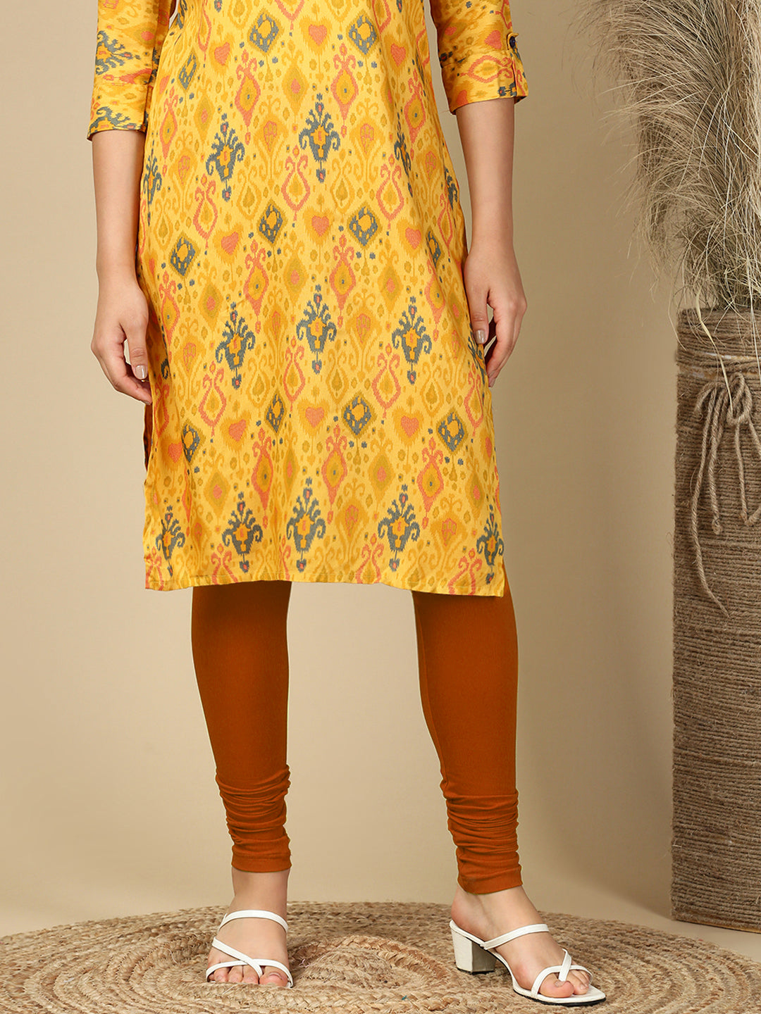 Rust Premium Cotton Stretch Churidar - PYNK
