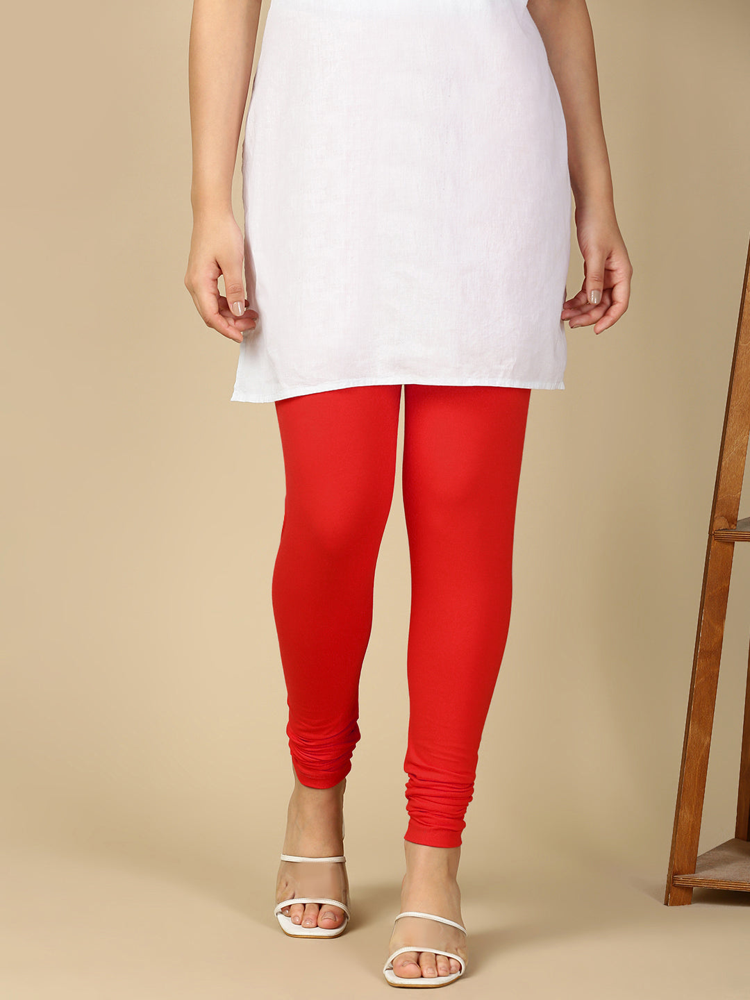Tomato Red Premium Cotton Stretch Churidar - PYNK