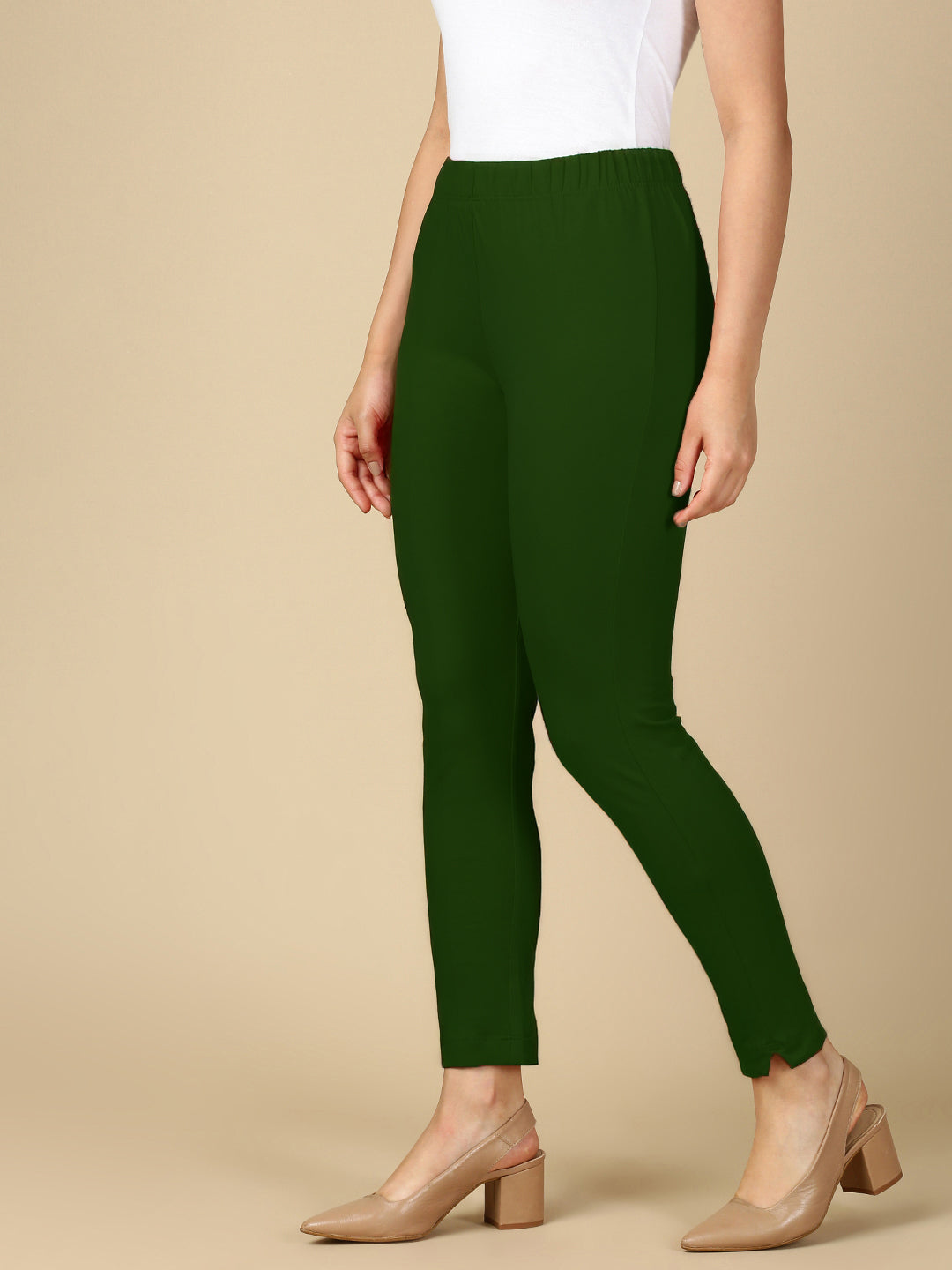 Bottle Green Premium Cotton Stretch Kurti Pant - PYNK
